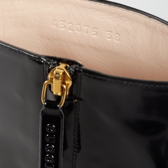 Gucci Magnolia Black & White Bow Block Heel Boots - Picture 10 of 11